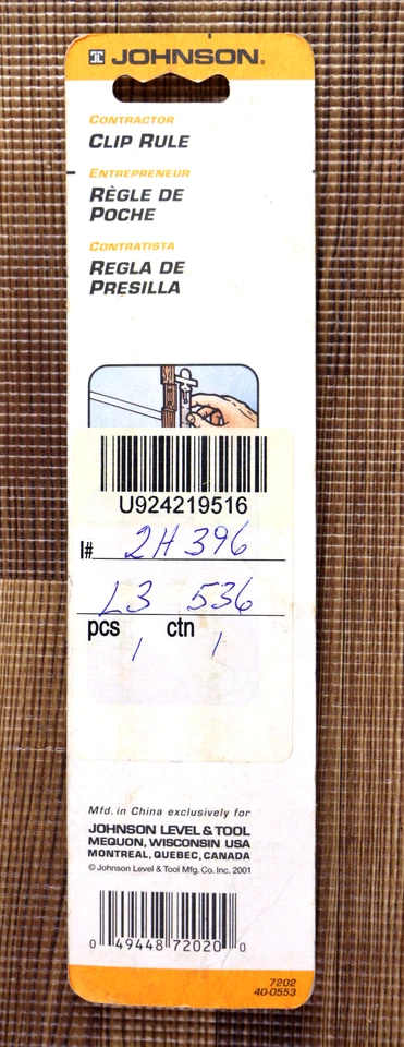 Johnson Level & Tool 6" Rule Pocket Clip 7202 - Image 4 of 4