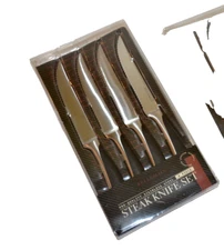 4 Bellemain Serrated Steak Knife Stainless Steel Black Knives NEW