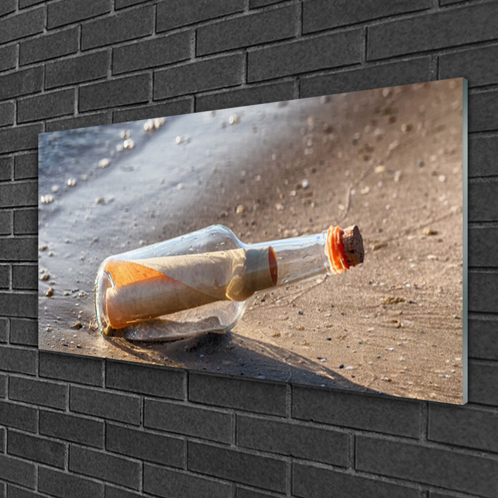 Tableau sur verre anti-poussiere 100x50 decoration murale Message Dans Une Bouteille