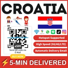[eSIM] Croatia SIM e-SIM card Travel Sim card Tarjeta eSIM Dato Data only 🛜 A+
