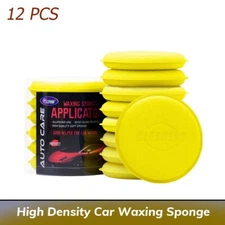 12PCS Car Auto Wax Polish Foam Sponge Hand Soft Wax Sponge Pad Waxing Yellow US