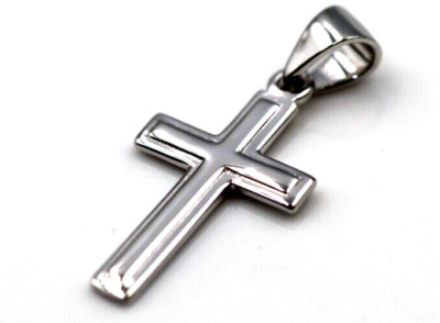 Kaedesigns New Genuine Small New 9ct 9K White Gold Plain Cross Pendant