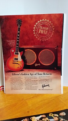 GIBSON LES PAUL STANDARD GUITAR GOLDTONE AMPS 2001 PRINT AD 11 X 8.5 E1