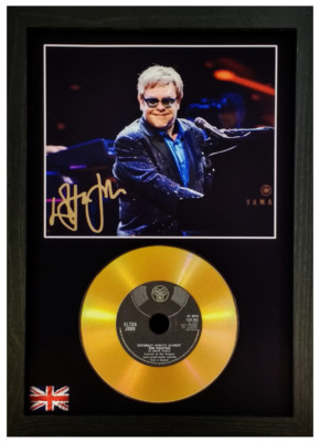 ELTON JOHN SIGNED PHOTOGRAPH GOLD CD DISC COLLECTABLE GIFT MEMORABILIA MARK1