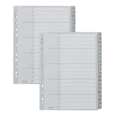 2x Leitz Register Trennblätter Registerblätter A-Z A4 Überbreite grau Kunststoff