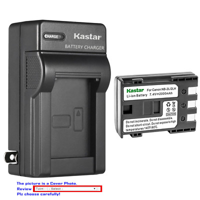 Kastar Battery AC Wall Charger for Canon NB-2L CB-2LW & Canon ZR500 ZR600 ZR700