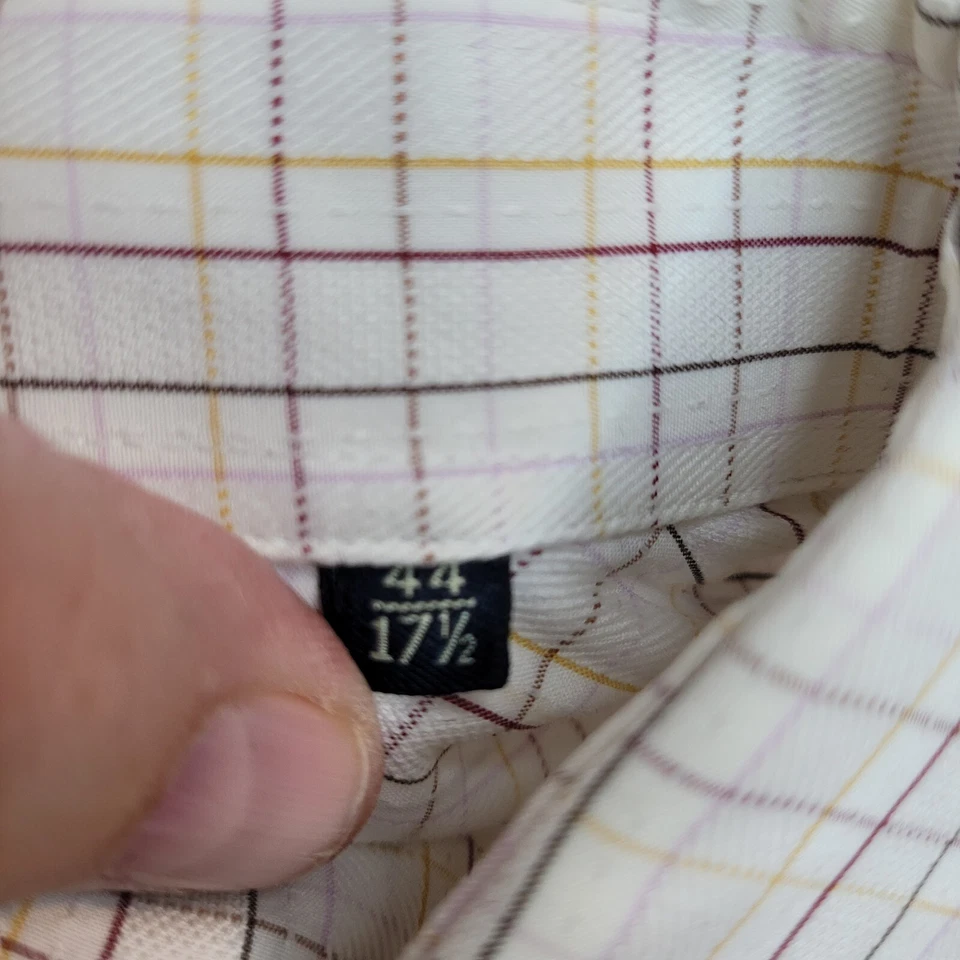 CANALI Recent Ivory Plaid Check 100% Cotton Mens Luxury Dress Shirt - 17.5 - Image 4 of 4