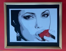 DEATH NYC Hand Signed LARGE Print Framed 16x20in COA  POP ART  ANGELINA JOLIE