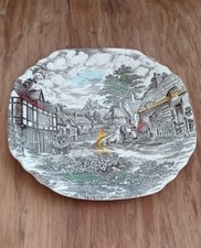 Servierplatte Teller Old English Village braun englisches Geschirr 30 cm