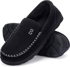 Mens Moccasin Slippers Indoor Outdoor House Slippers Warm Plush Fuzzy Memory ..