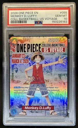 2026 One Piece Monkey D. Luffy College Basketball US Voyage #P-055 PSA 10