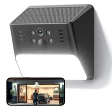 Cinnado Security Solar Wall Light Security Camera Wireless Outdoor,AI Detection