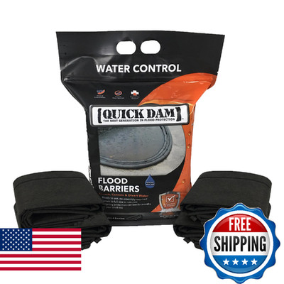 Quick Dam QD65-4 Water Activated 5ft Flood Barrier, 4 Pack, Black
