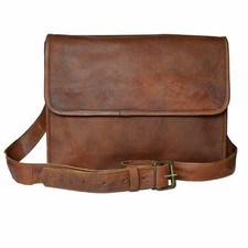 Men's Genuine Goat Leather Laptop Messenger Bag Business Briefcase Handmade New