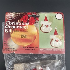 Vintage 1975 NOS Walco Christmas Ornament Kit Santa Claus 3434 Bead Sequin