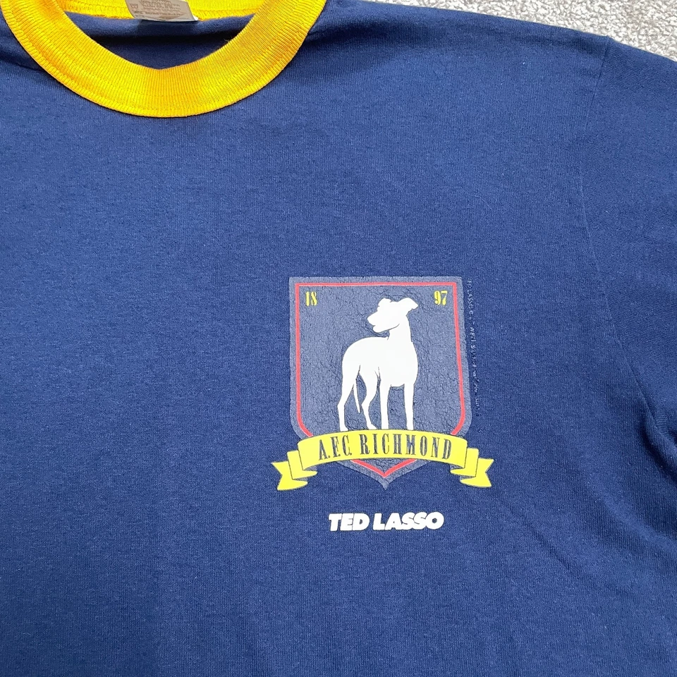 Augusta Ringer T-Shirt Unisex Adult Medium Blue Yellow AFC Richmond Ted Lasso - Image 3 of 4