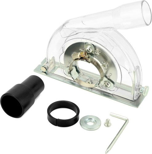 Angle Grinder Dust Shroud 4-5" Clear Cover Adjustable Depth 35mm Vacuum Port