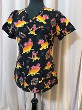 Disney Women  s Size XS Scrub Top Lion King Scrubs Simba Hakuna Matata