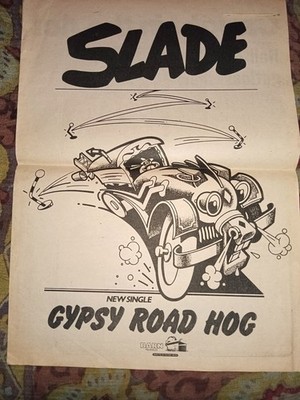 Slade 1977 rare full 2 page ad Gypsy Road Hog art nuevo