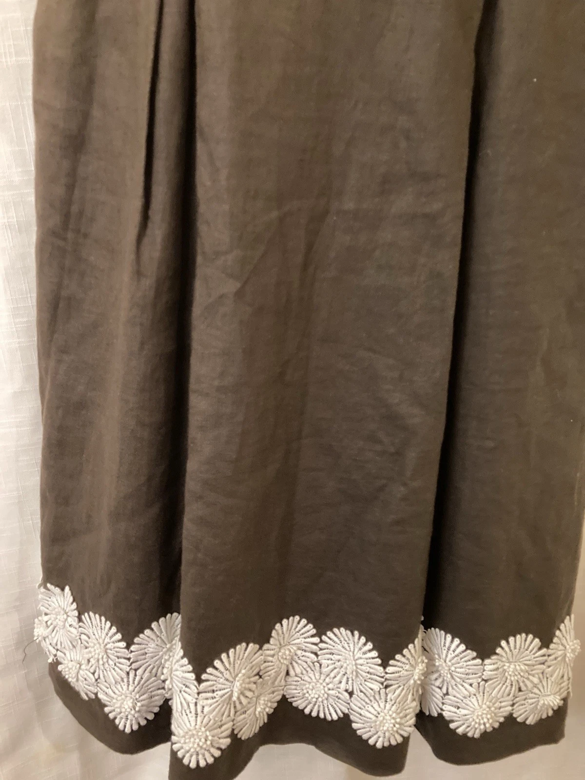 Abito smanicato donna Kate Spade 4 lino marrone con rifiniture bianche