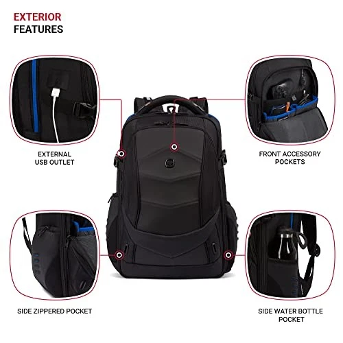 MOCHILA PARA PORTÁTIL SWISSGEAR GAMING CON PUERTO CARGADOR USB SA8120 - AZUL/NEGRO Foto 3 de 4