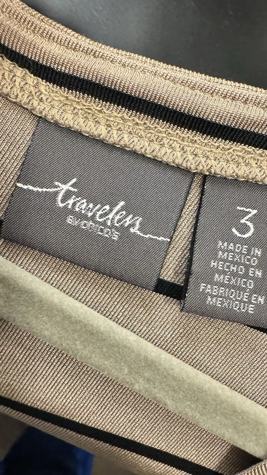 CHICO'S TRAVELLER BEIGE L/S PLUMERO/ABRIGO RAYAS CHEVRON 3- XL Foto 2 de 4