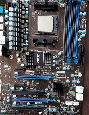 MSI 970A-G46 AMD3 MOTHERBOARD, AMD FX 8320 CPU and IO shield
