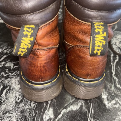 VTG Dr. Martens 8A24 Brown Leather Work Boots Made In 
