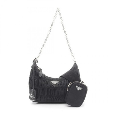 Prada Re-Edition 2005 Shoulder Bag Nylon Leather Ladies Black 1Bh204 Used