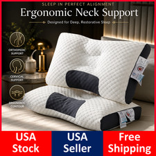 2 Pcs Ergonomic Neck Pillow Help Massage Soft Adjustable Sleeping 100 UPGRADE