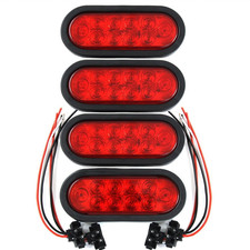 4 pc Trailer Truck LED Sealed RED 6" Oval Stop/Turn/Tail Light