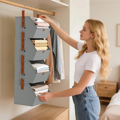 Hängender Schrank-Organizer 4-stufig Kleideraufbewahrung Raumwunder