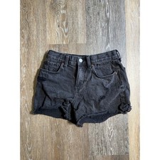 Old Navy Denim Shorts Girls 12 Black Excellent High Rise Distressed Frayed Hem