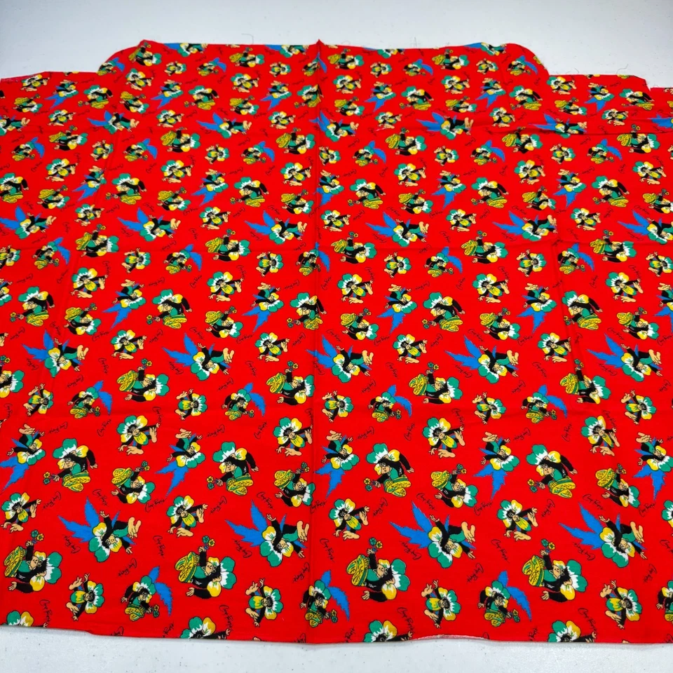 Vintage sykel enterprise quilting Fabric red floral monkey 30x39 1 yards - Image 2 of 4