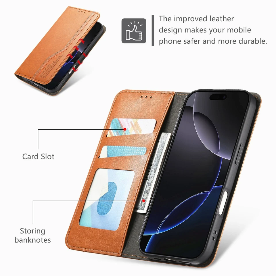 Magnetic Leather Wallet Phone Case For Redmi Note 12 13 15 14 Xiaomi POCO F3 X7 - Image 4 of 4
