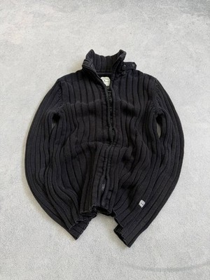 VTG Cropped Streetwear Avant Garde Style Full Zip Washed Sweater