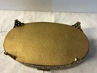 Vtg MATSON Gold Tone  Brass jewelry Box bird dogwood flowers beveled glass Lid — photo 8
