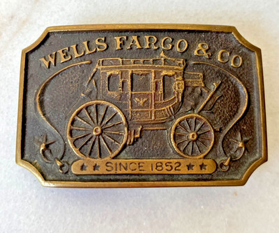 Officially Authorized WELLS FARGO & CO. SINCE 1852 Buckle, Made in USA in 1973