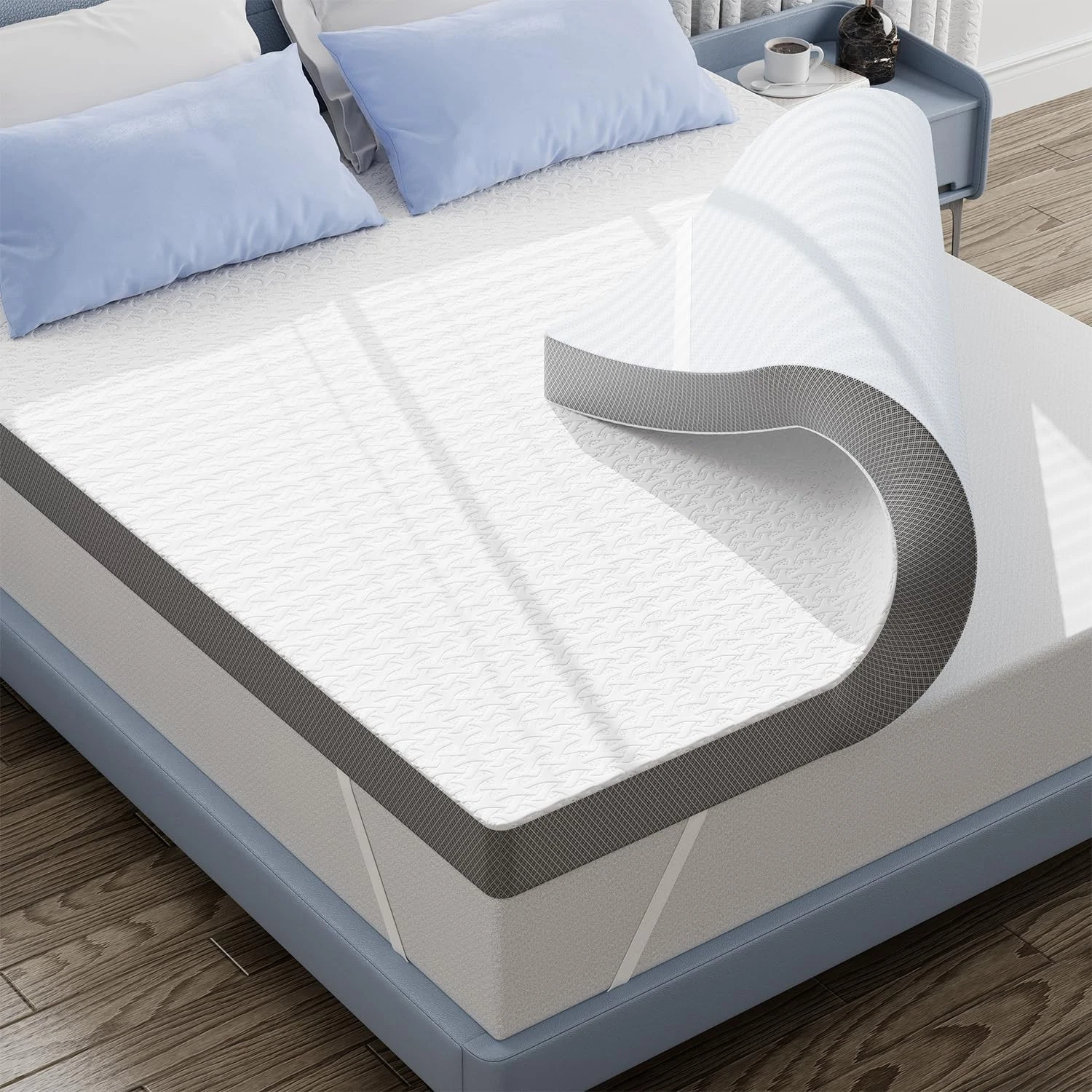 King Size Cooling Gel Memory Foam Mattress Topper with Removable Cover