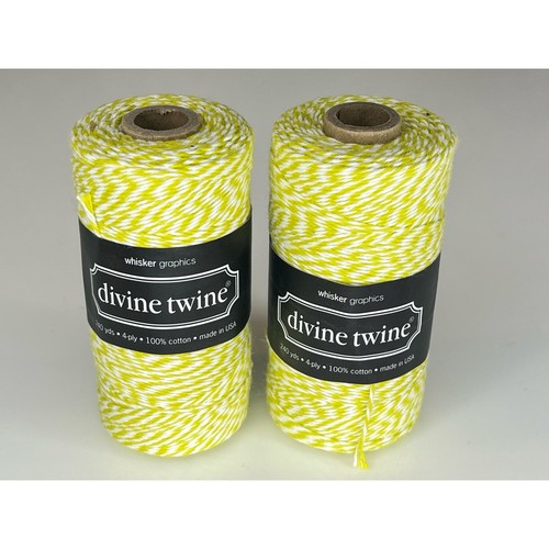 Pack (2) Bakers Devine Twine 100% Cotton 240 Yards, 4 PLY Yellow White Stripe - Picture 4 of 5