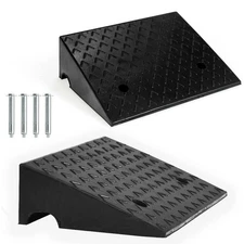 Goplus 2PCS Rubber Car Curb Ramps, Portable Lightweight Threshold Ramp Set He...
