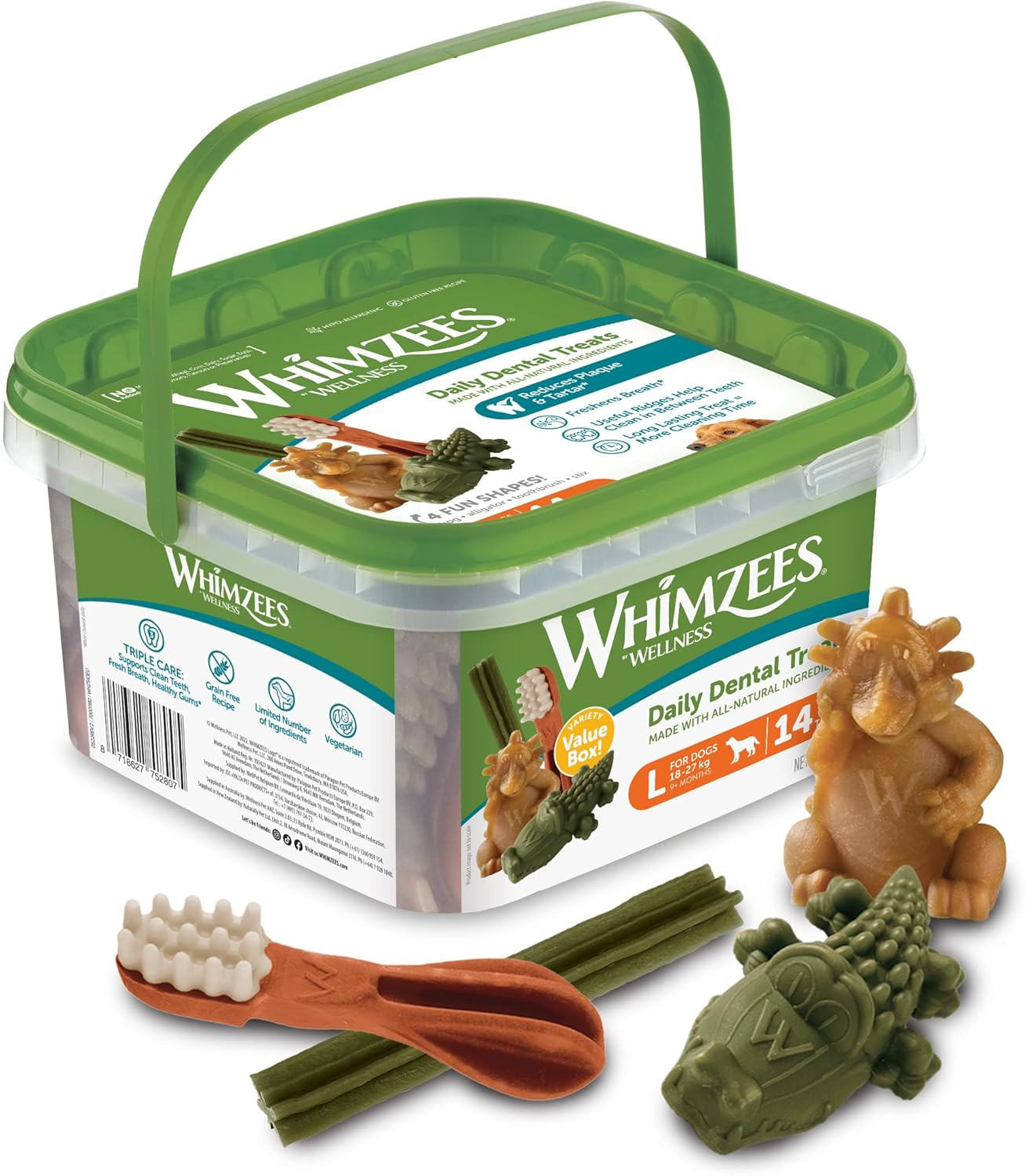 Box Snack Cani Taglia L - 14 Pezzi Naturali WHIMZEES Offerta