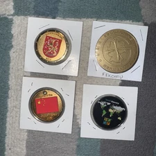 4 World Country Geocaching Geocoins TRACKABLES