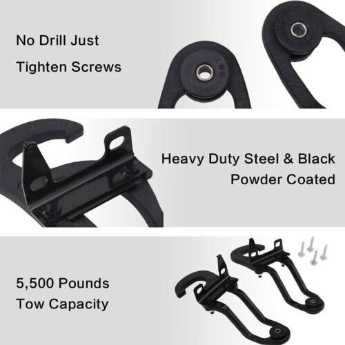 Upgraded Front Tow Hooks Fit For 2009-2019 Dodge Ram 1500 Black Heavy Duty - Bild 8 von 21