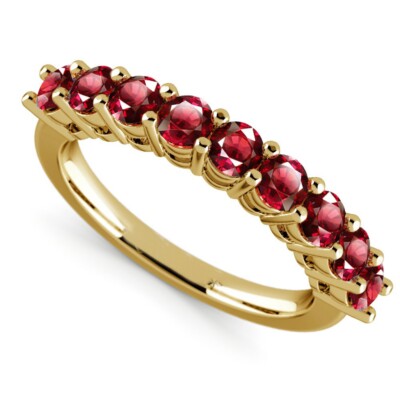 1.00 Ct Round Cut Real Ruby & Diamond Engagement Ring 14K Solid Yellow Gold B