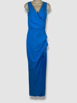 Chiara Boni La Petite Women's Blue Robe Zalfa Sleeveless Gown Dress Size 44