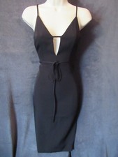 NWT Express Sexy Black Strappy Deep V True Wiggle Cocktail Party Dress 00