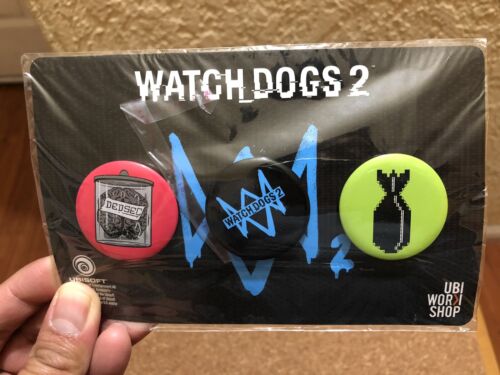 Watch Dogs 2 PREORDER BONUS THREE Button Pin Sets 2016 GAMESTOP PROMO - Afbeelding 1 van 2