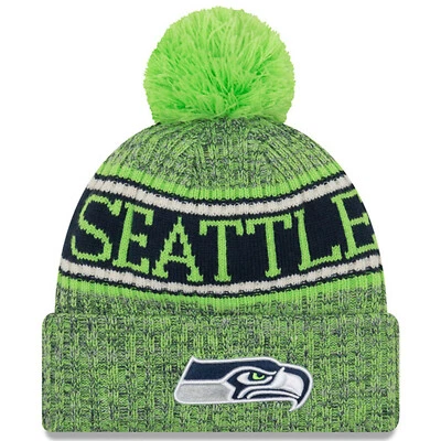 NFL Seattle Seahawks grün Sideline 2018 Bobble Wollmütze cuffed knit NewEra