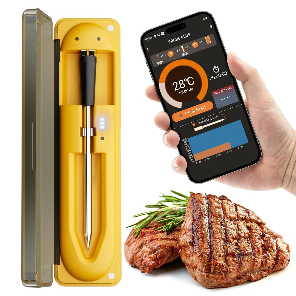 Wireless Meat Thermometer with 493FT Long Range Instant Read Digital APP Control